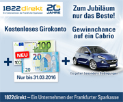 1822direkt Girokonto mit bis zu 120€ Prämie für Giro-Neukunden