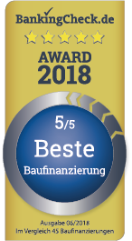 BankingCheck Award 2018 Testsiegel - Baufinanzierung